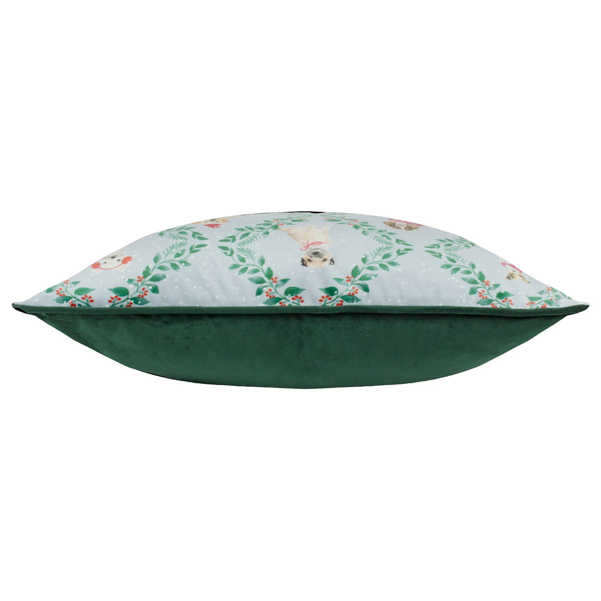 Christmas Dog Friends Printed Velvet Cushion, Multicolour