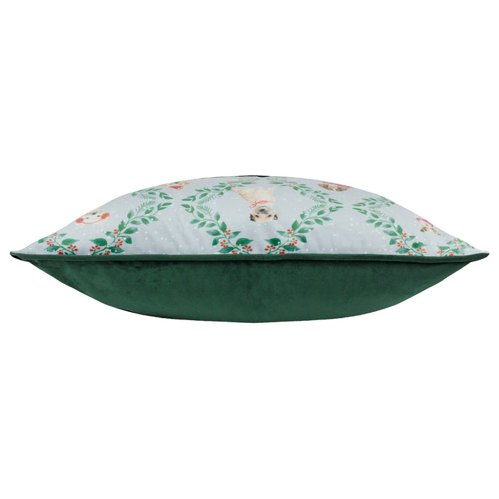 Christmas Dog Friends Printed Velvet Cushion, Multicolour