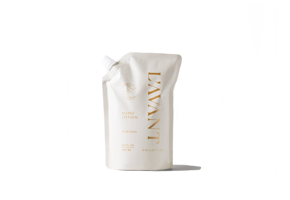L'AVANT Hand Lotion Refill Pouch, Fresh Linen 20oz