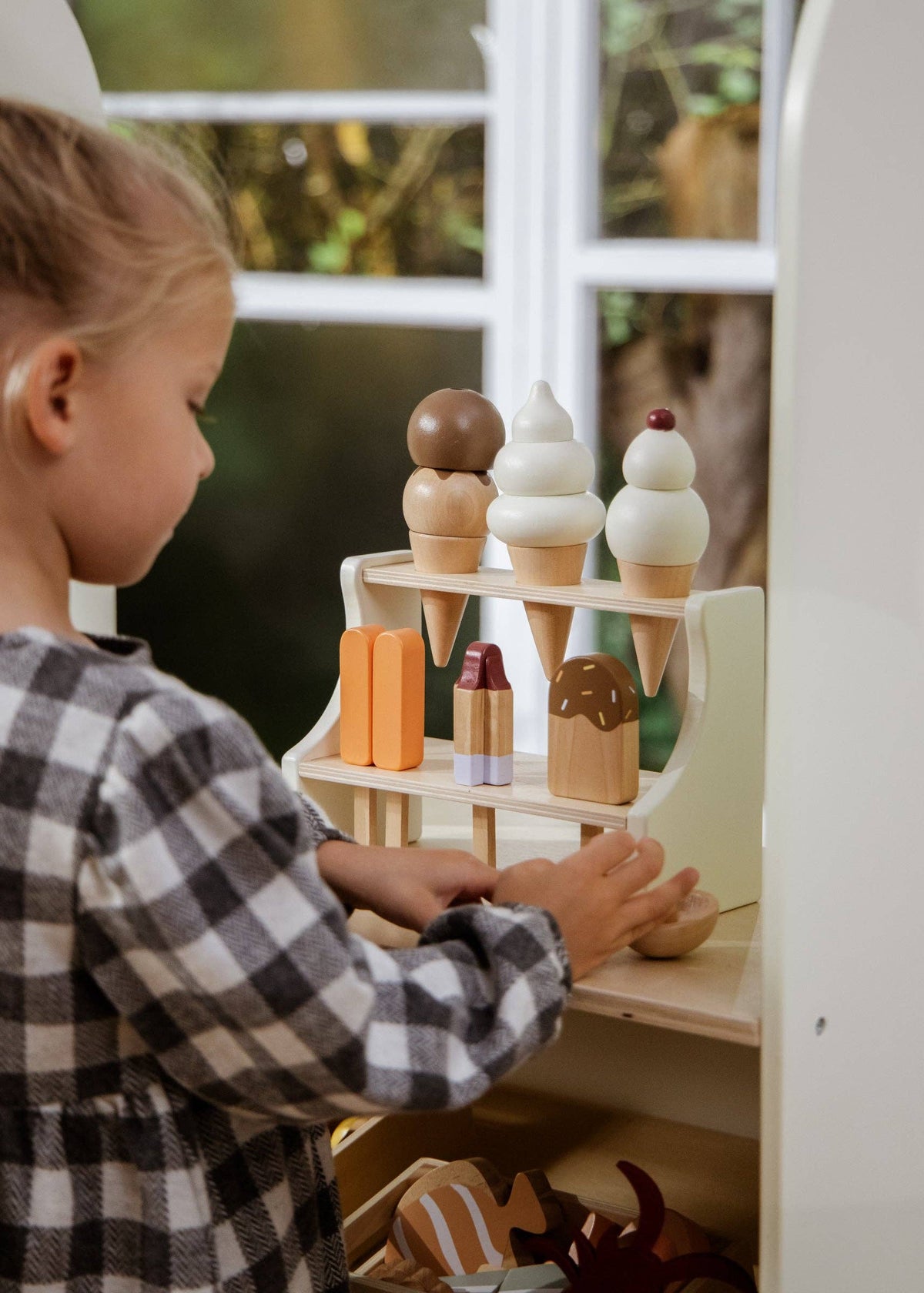 Wooden Ice Cream Stand and Accessories