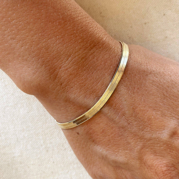 Baby Herringbone Bracelet, 18K Gold Filled