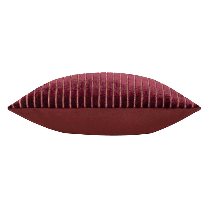 Savoy Stripe Velvet Cushion, Burgundy
