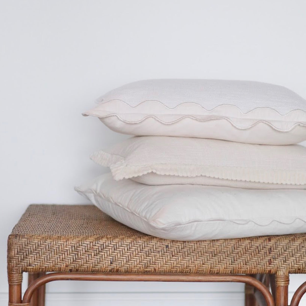 Ivory Velvet Scallop pillow