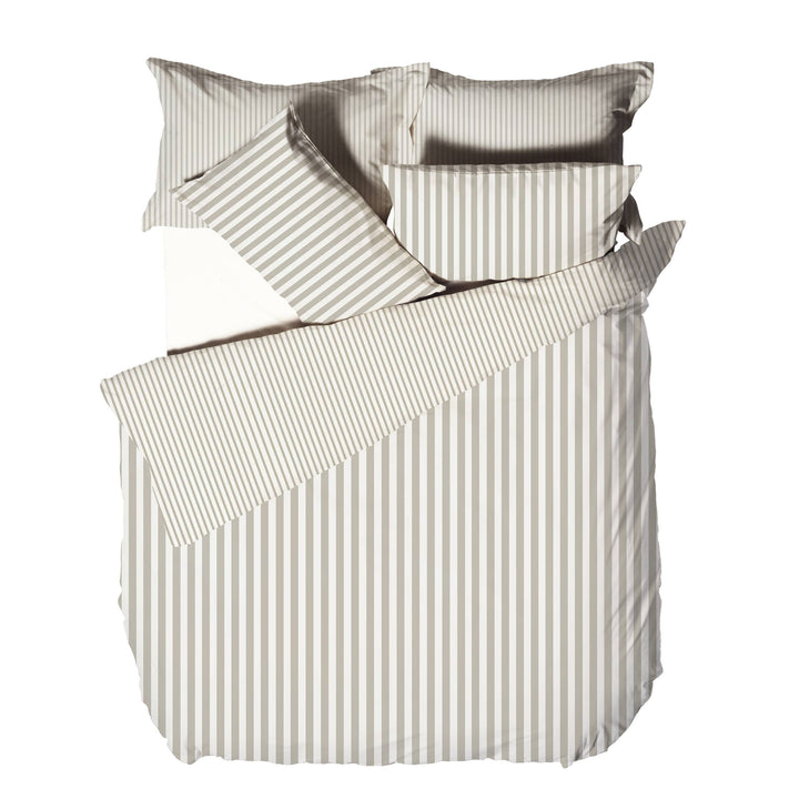 Hebden Melange Stripe Duvet Cover Set, Natural, 100% Cotton