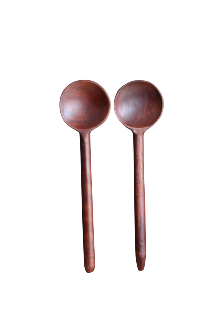 Hand Carved Mango Wood Spoons, Hazelnut, Set of 2