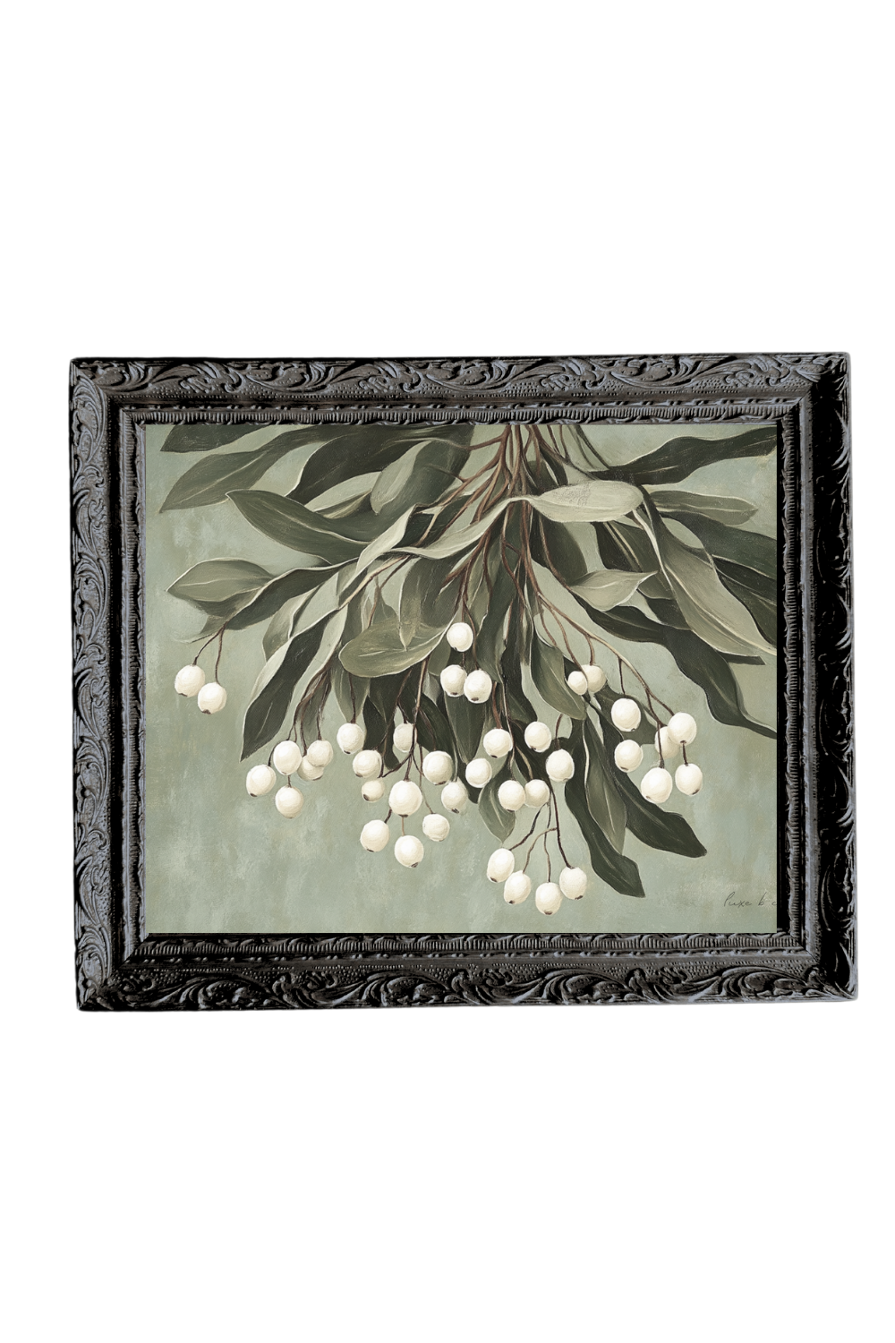 Muted Mistletoe French Black Mould Framed Art