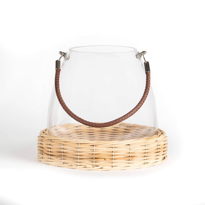 Annette Glass Jar on Willow Base with Handle, Large