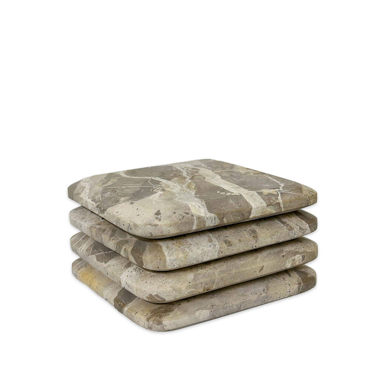 Delphi Coaster Set, Caprie Beige Marble