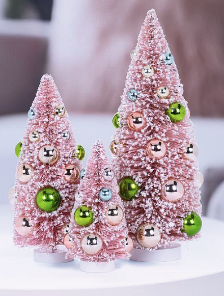 Vintage Pink Tree with Ornaments