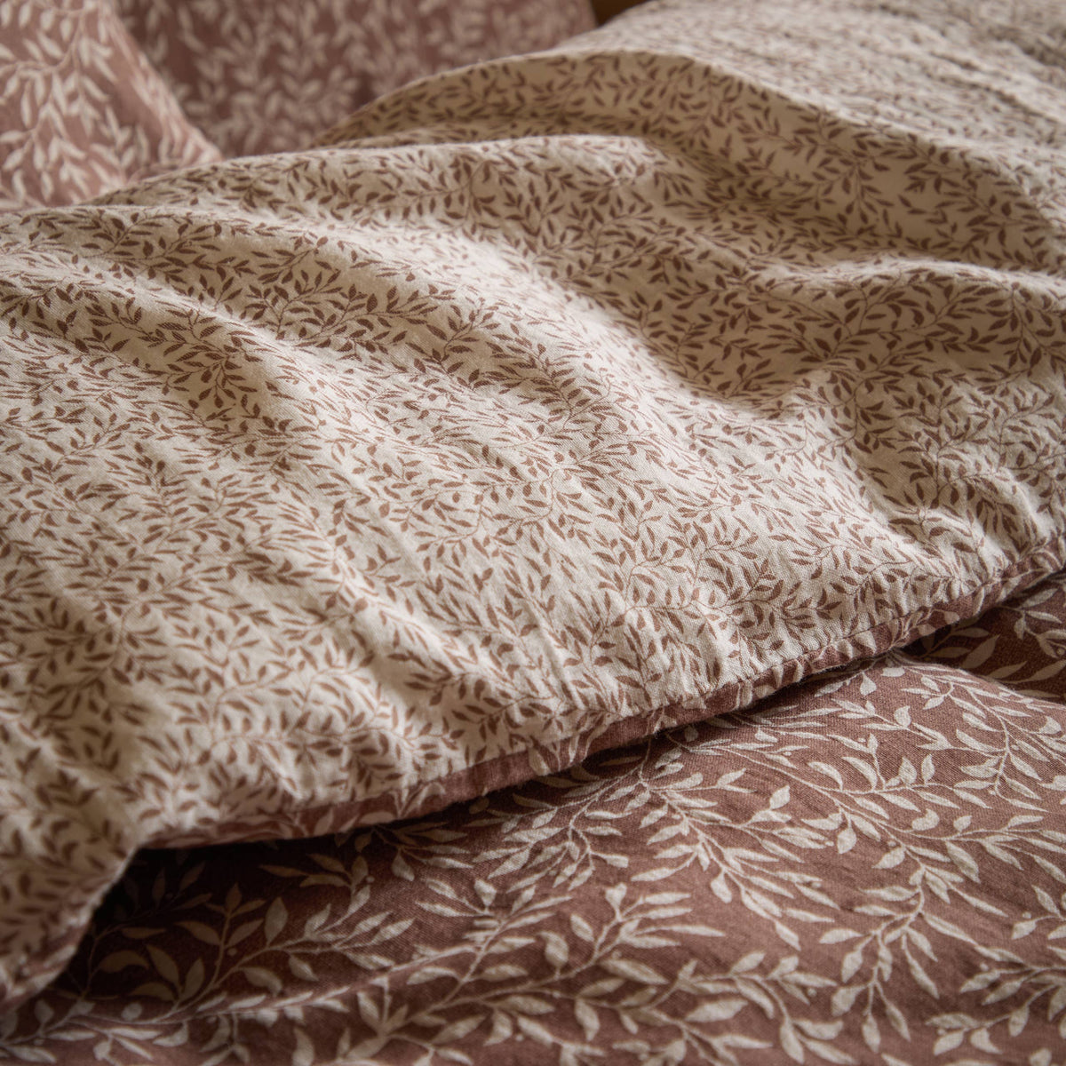 Perrie Leaf Muslin Duvet Cover Set, Cinnamon
