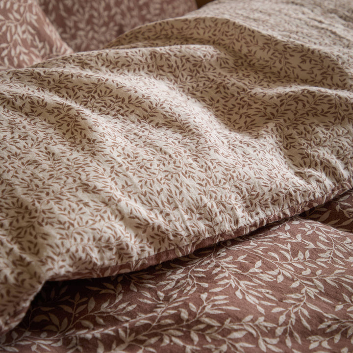 Perrie Leaf Muslin Duvet Cover Set, Cinnamon