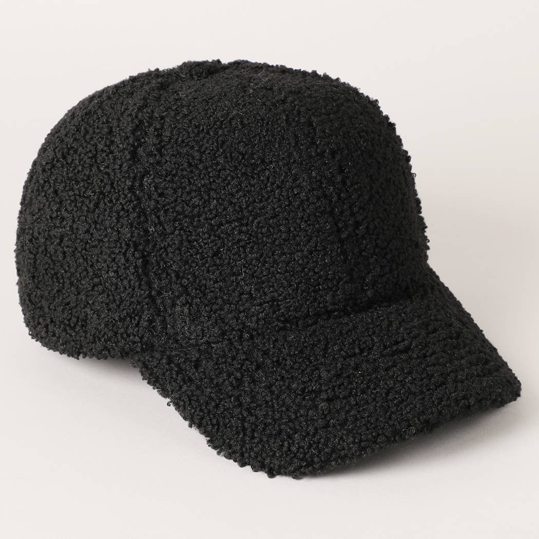 Solid Colored Faux Sherpa Baseball Cap