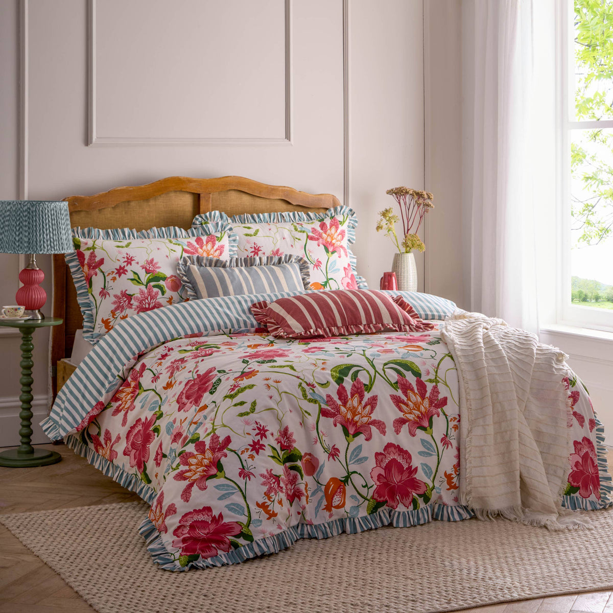 Claudia Floral Ruffle Duvet Cover Set, Multi