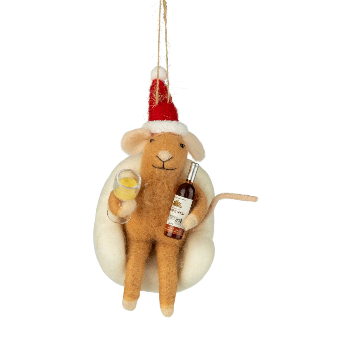 Cabernet Claus Felt Mouse Ornament