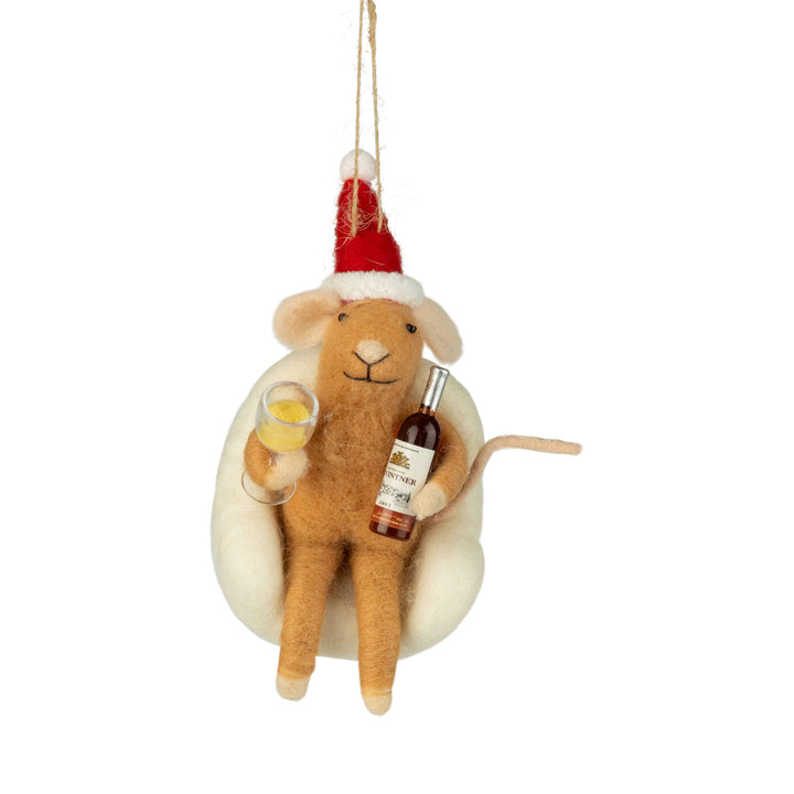 Cabernet Claus Felt Mouse Ornament