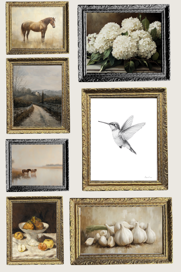 Muted Mistletoe French Black Mould Framed Art