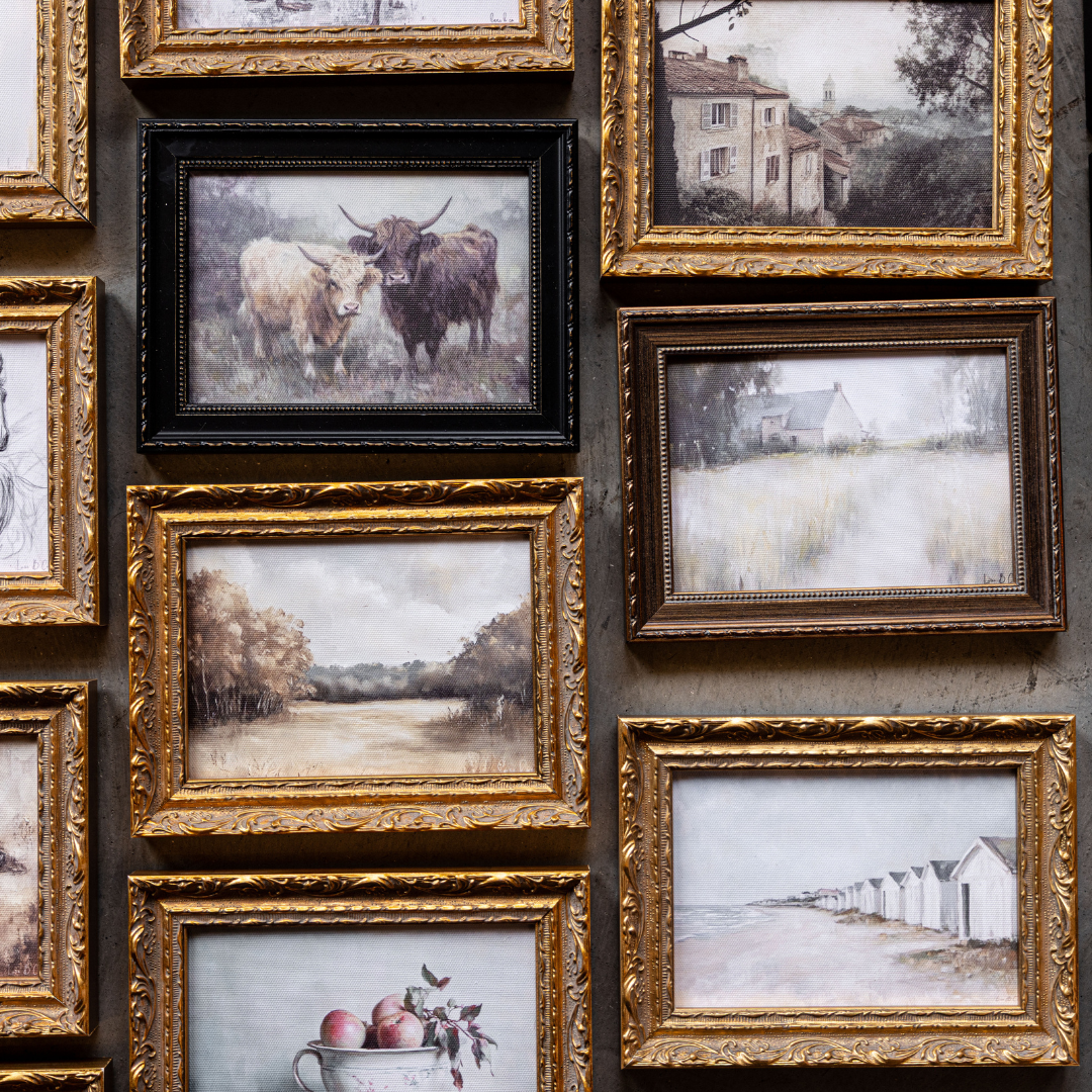 Horseback Framed Art, French Brass Inspired Gold Mould