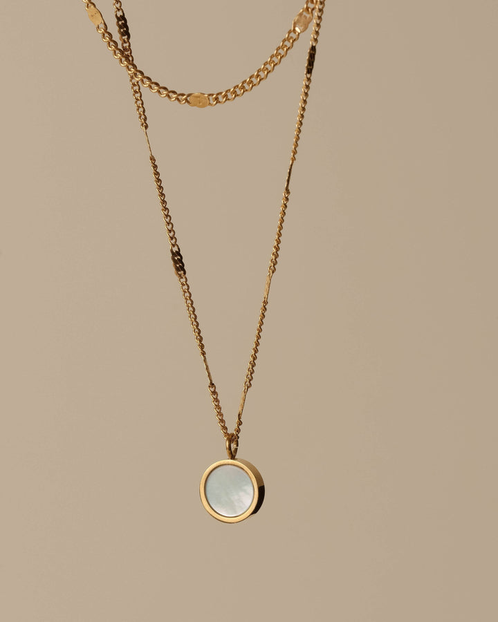 Hunter & Hare Oceana Dual Chain Opal Shell Necklace