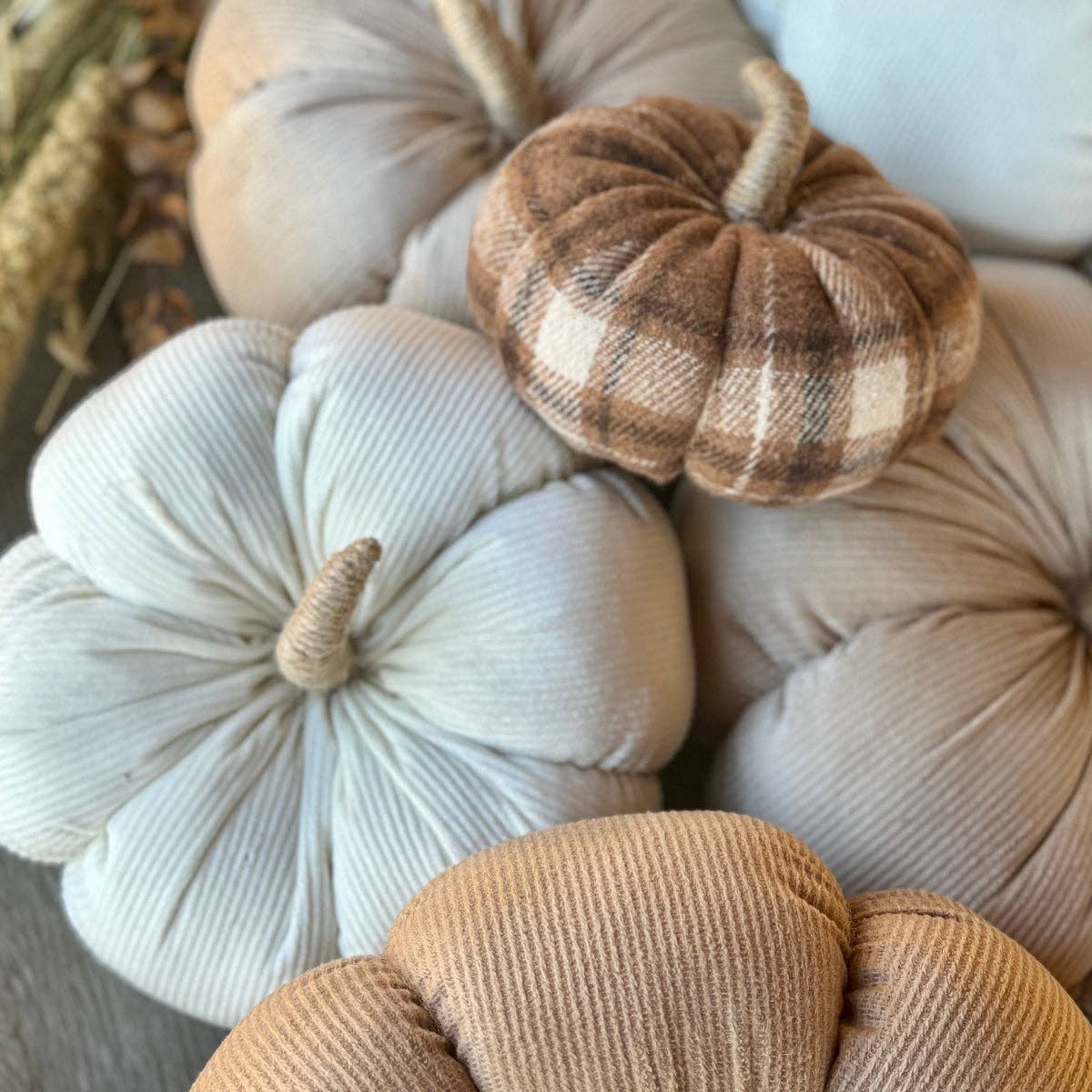 Large Cream Corduroy Pumpkin