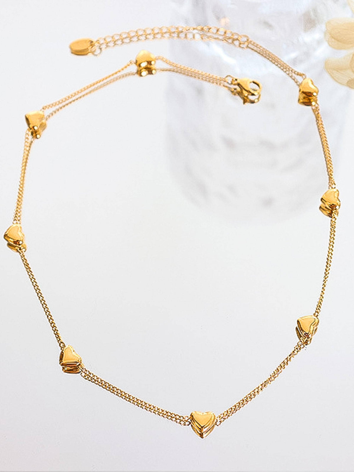Vivre 18K Gold Non-Tarnish Petite Heart Bracelet & Necklace