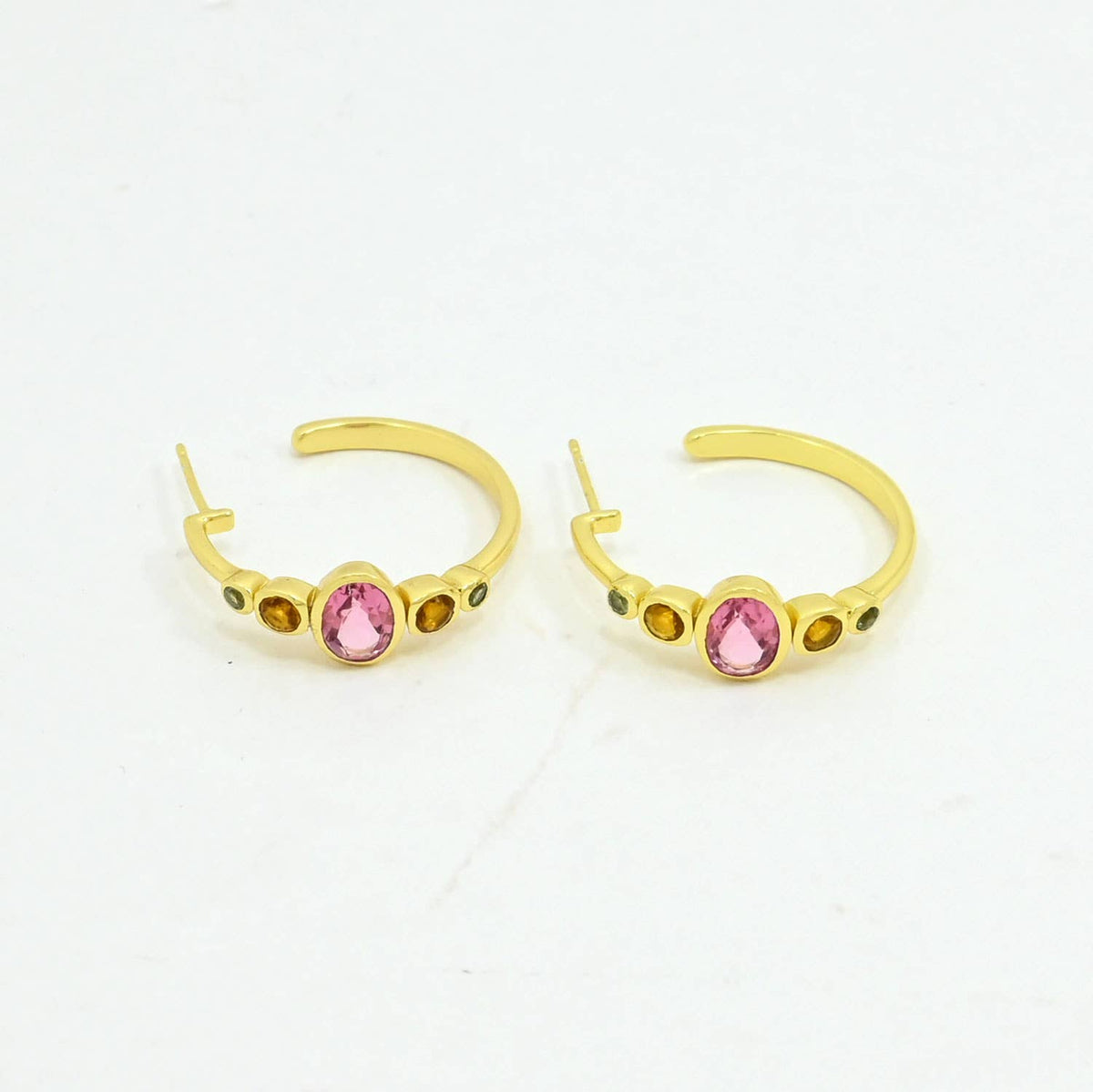 Noyre Berlin Lark Hoop Earring, Multicolor Tourmaline