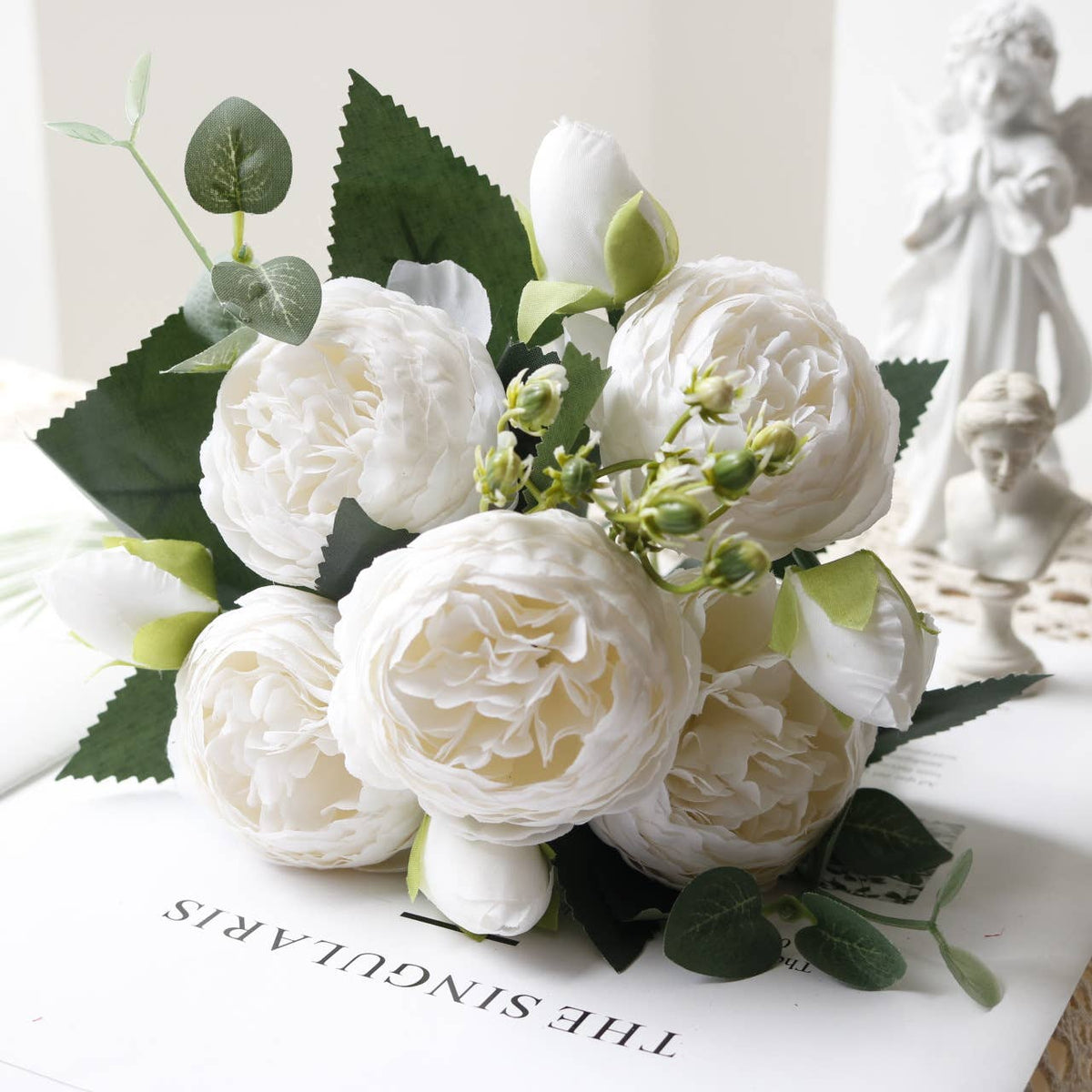 12" Silk Peony Flower Bunch