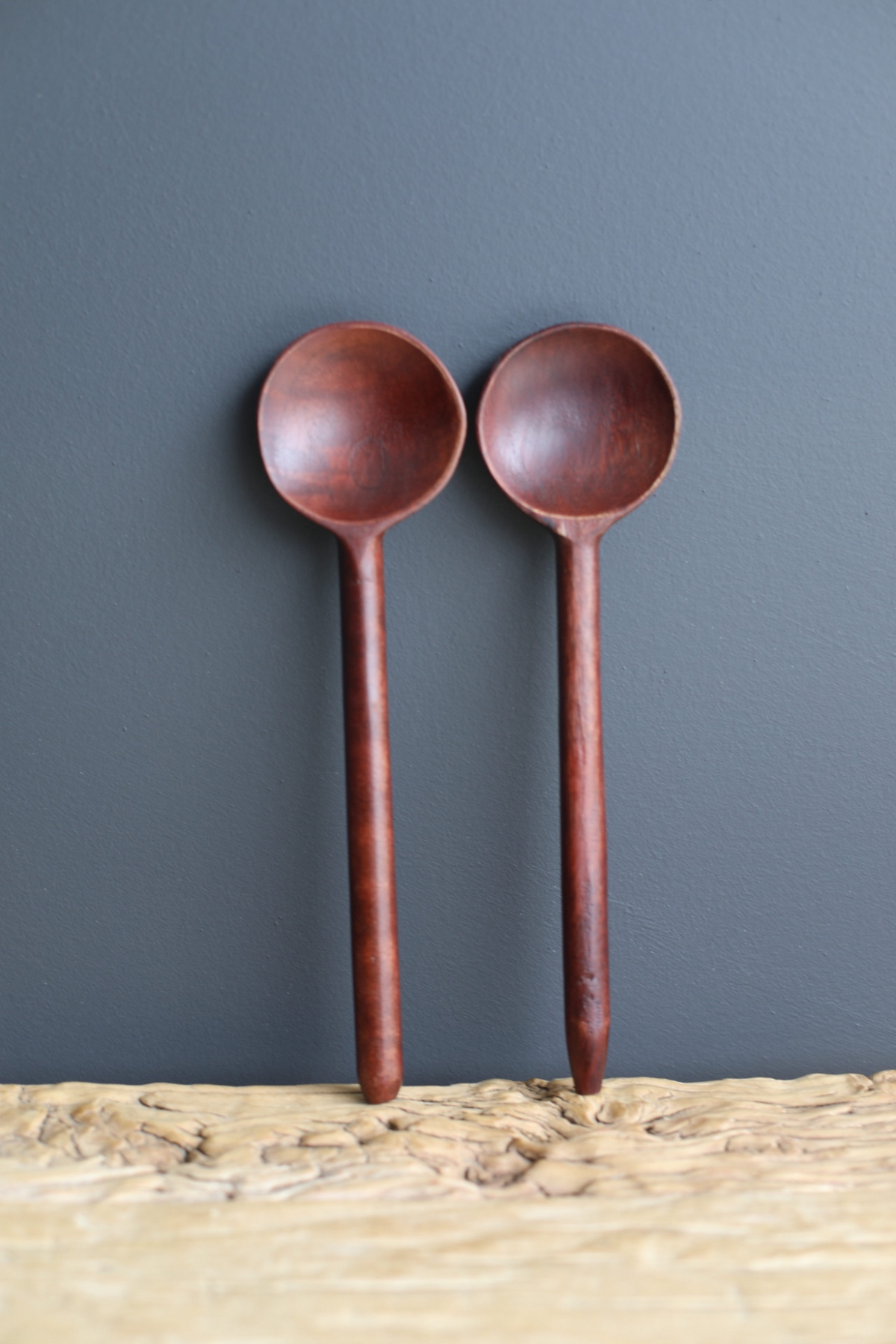 Hand Carved Mango Wood Spoons, Hazelnut, Set of 2