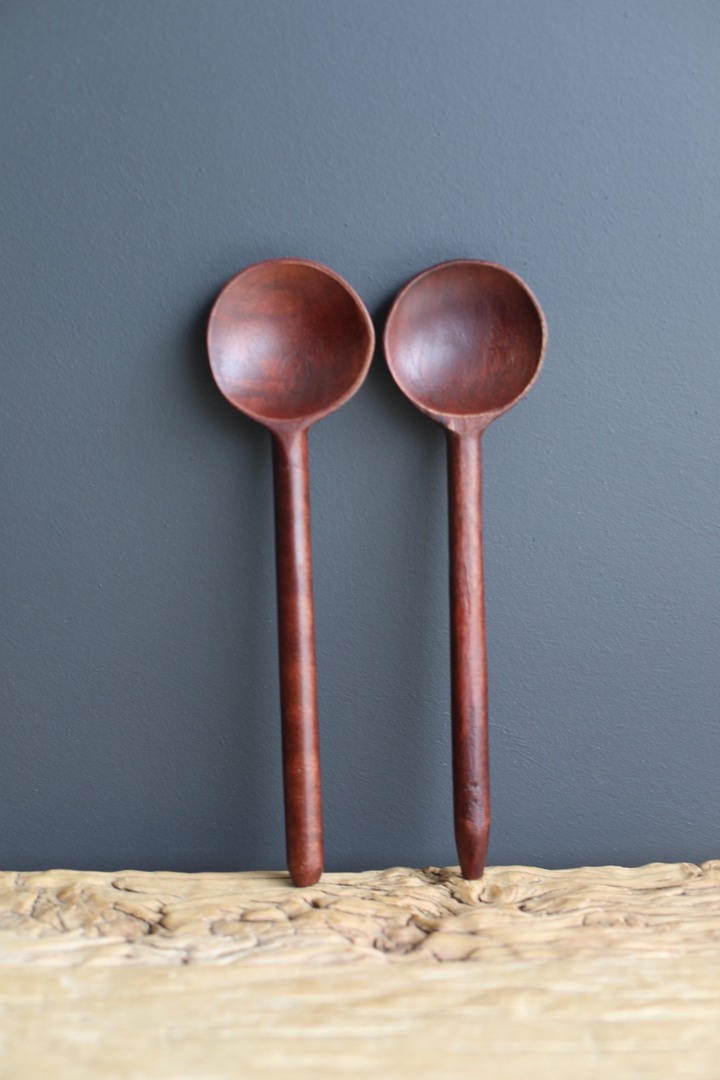 Hand Carved Mango Wood Spoons, Hazelnut, Set of 2