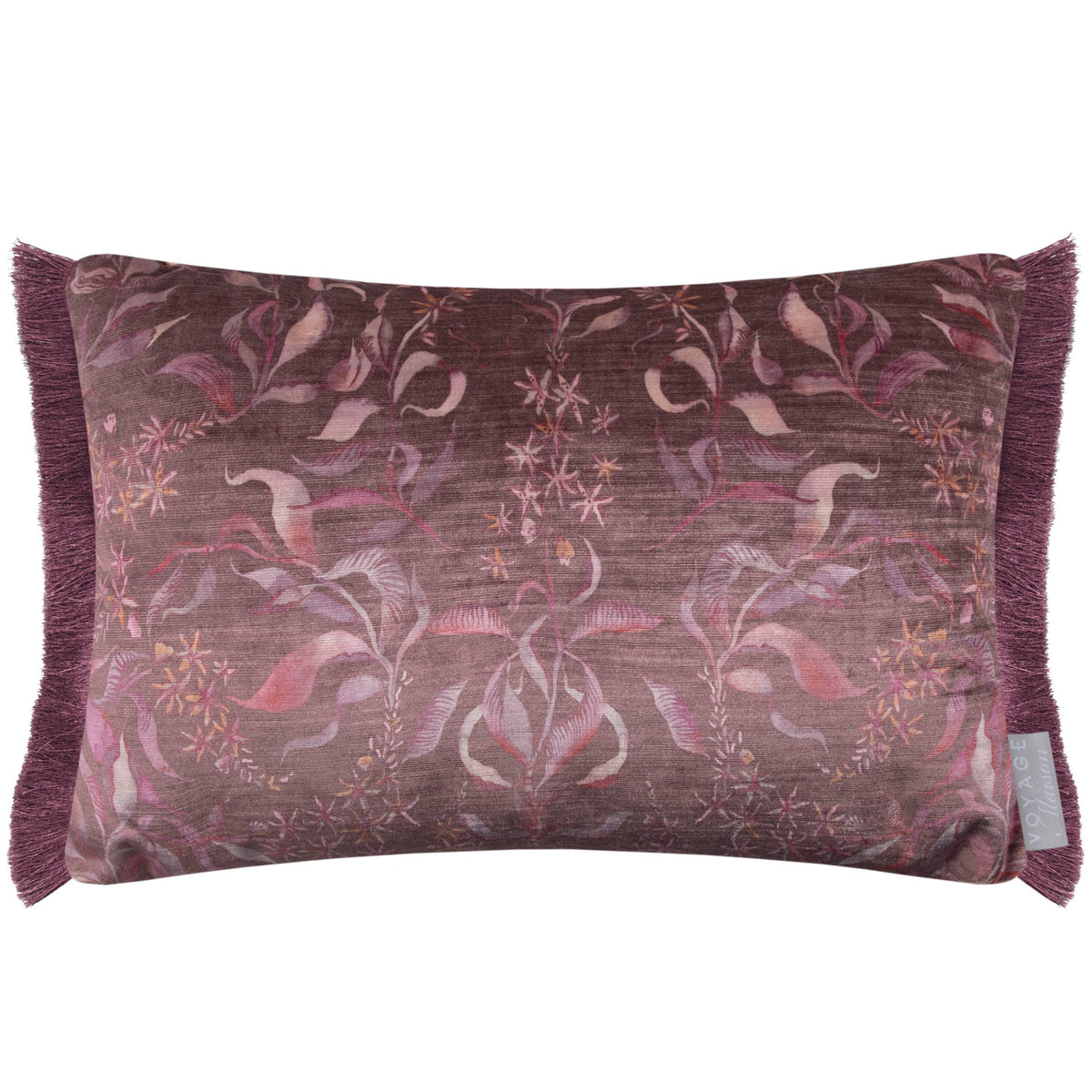 Hettie Printed Ruche Fringe Cushion, Ruby