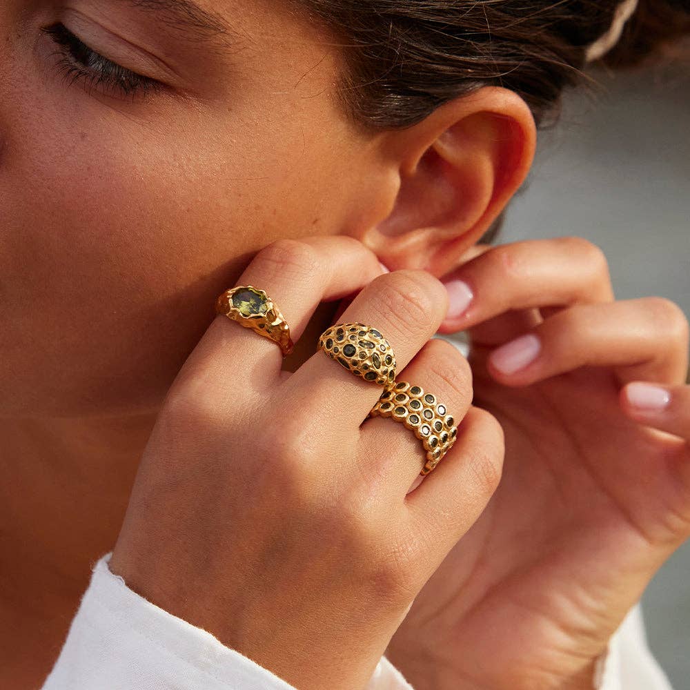 Agapee Mariana Ring, Green Stone