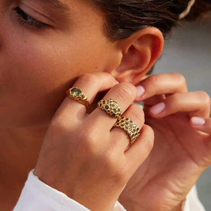 Agapee Mariana Ring, Green Stone