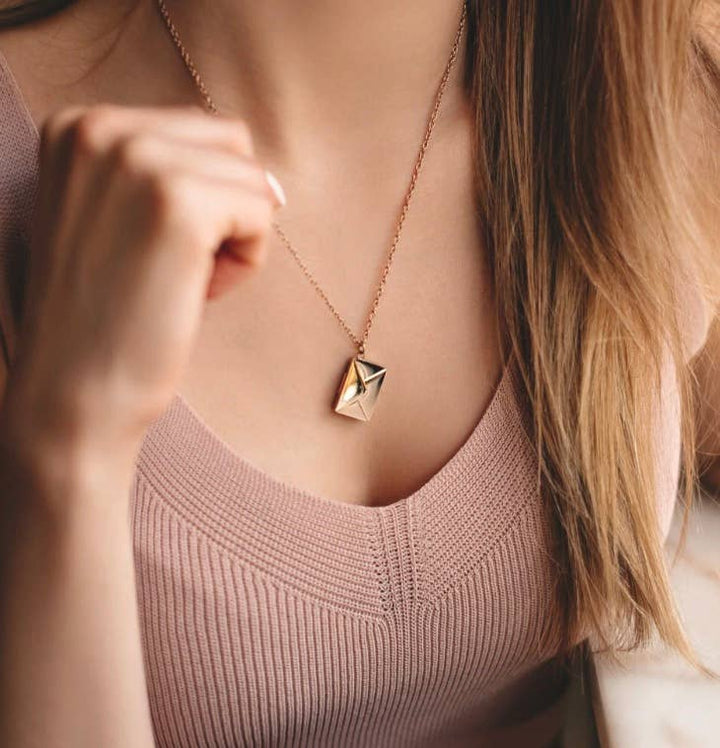 Love Letter 14K Gold Envelope Necklace