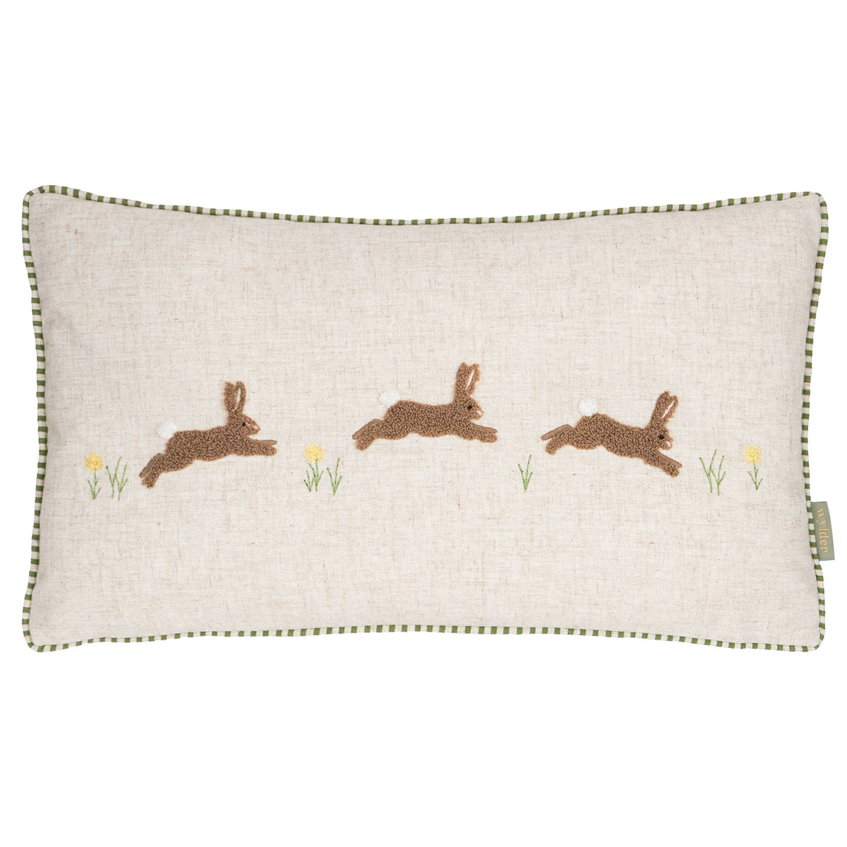 Ramble Hares Tufted Cushion, Sage