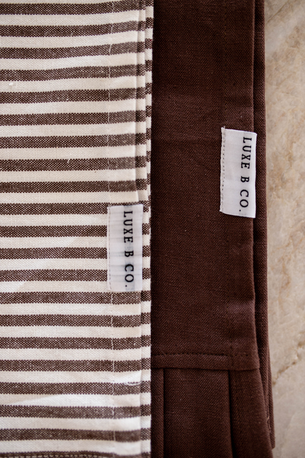 Brown & White Striped Ruffle Kitchen Dish Towels, Set of 2