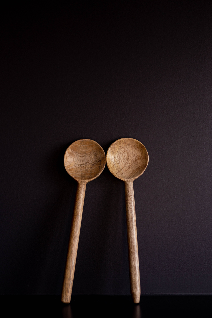 Mango Wood Serving Spoons, Set of 2