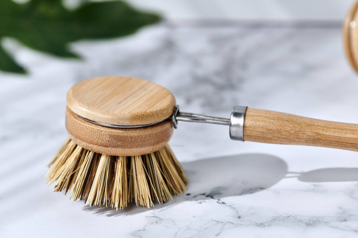 Long Handle Wood & Metal Dish Brush, Plastic Free