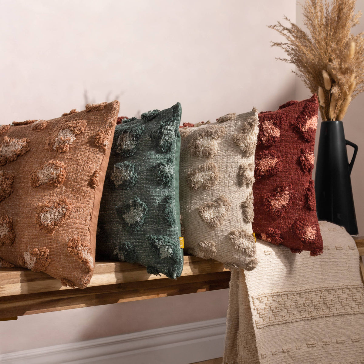 Maeve Tufted Leopard Print Cushion, Natural