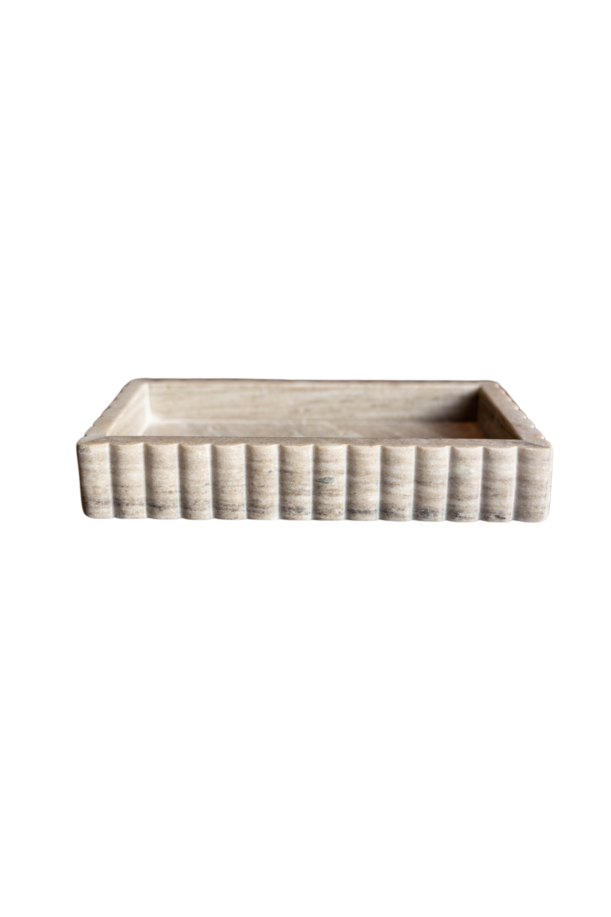 Scalloped Marble Fluted Bridge Tray, Beige