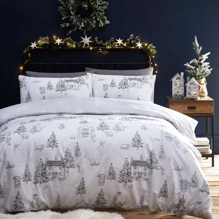 Midwinter Toile Duvet Cover Set, Snow
