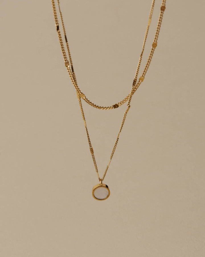 Hunter & Hare Oceana Dual Chain Opal Shell Necklace