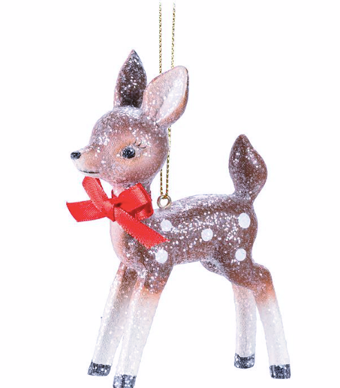 Vintage Frosted Fawn Ornament