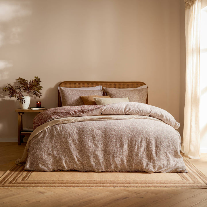 Perrie Leaf Muslin Duvet Cover Set, Cinnamon