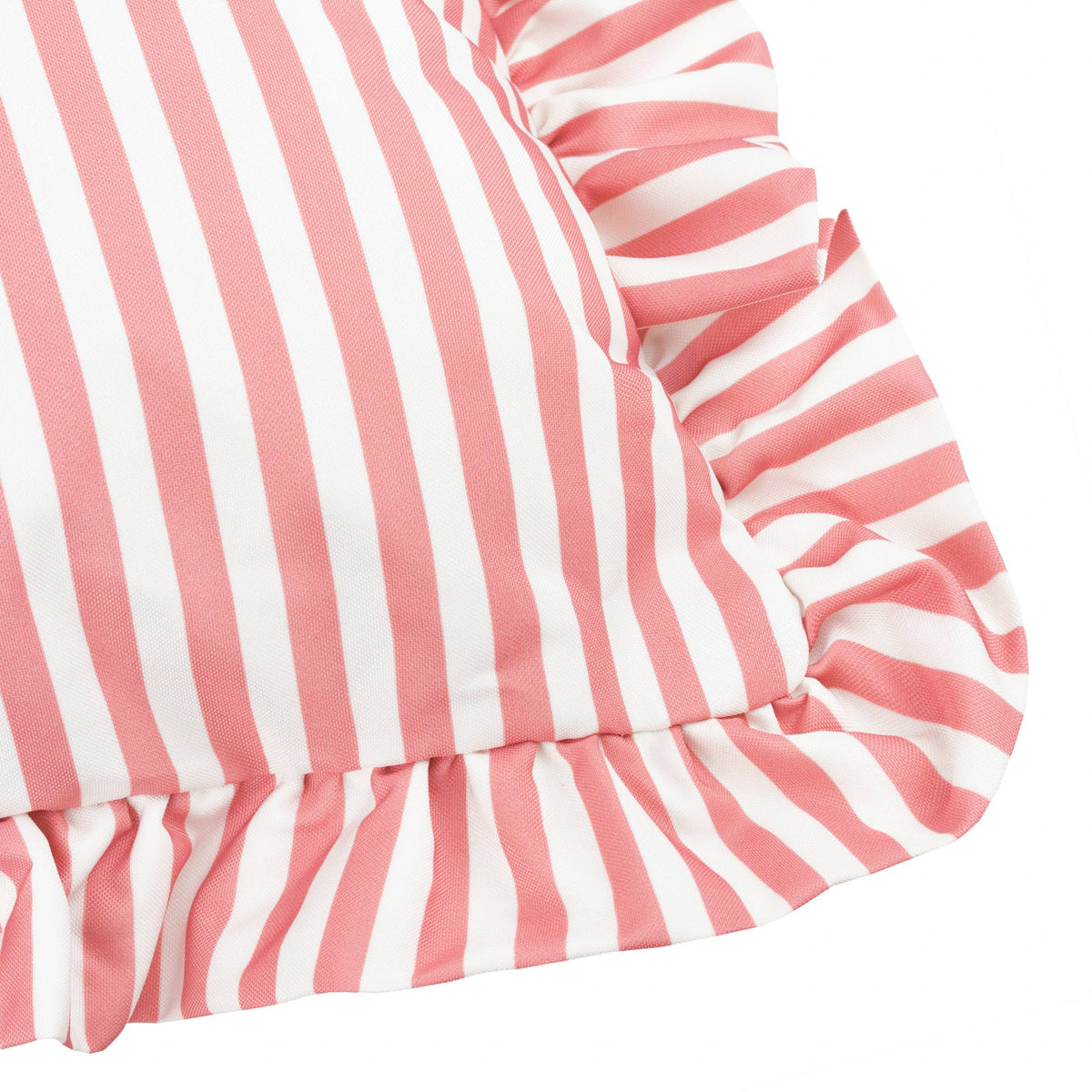 Millie Ruffle Striped Outdoor Cushion, Pink