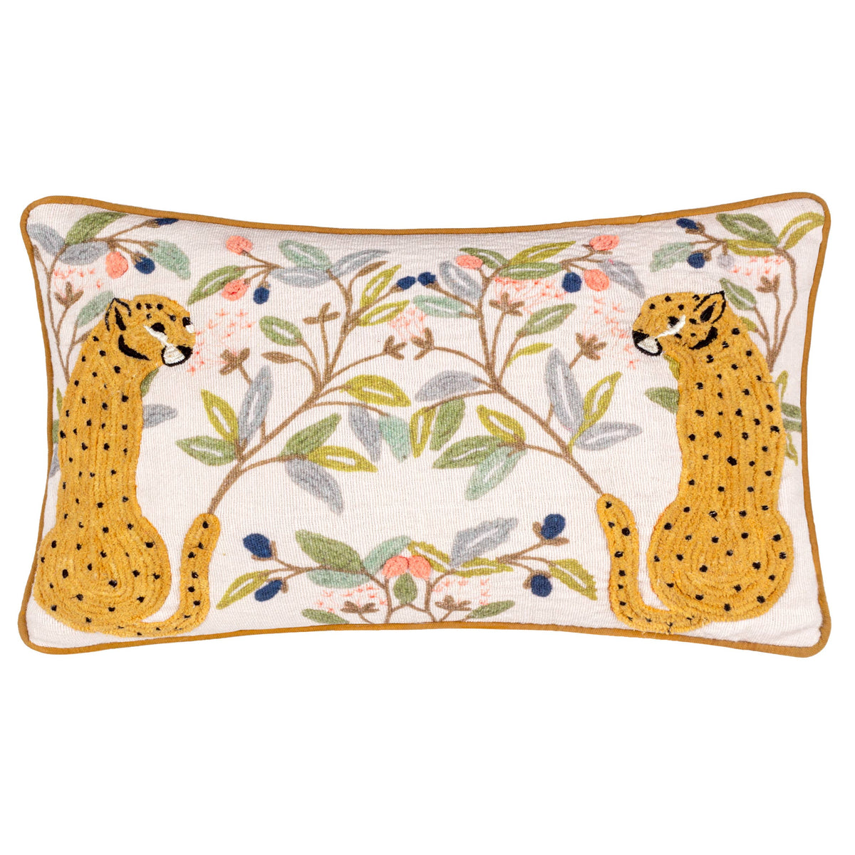 Mirrored Cheetah Embroidered Cushion, Multicolour
