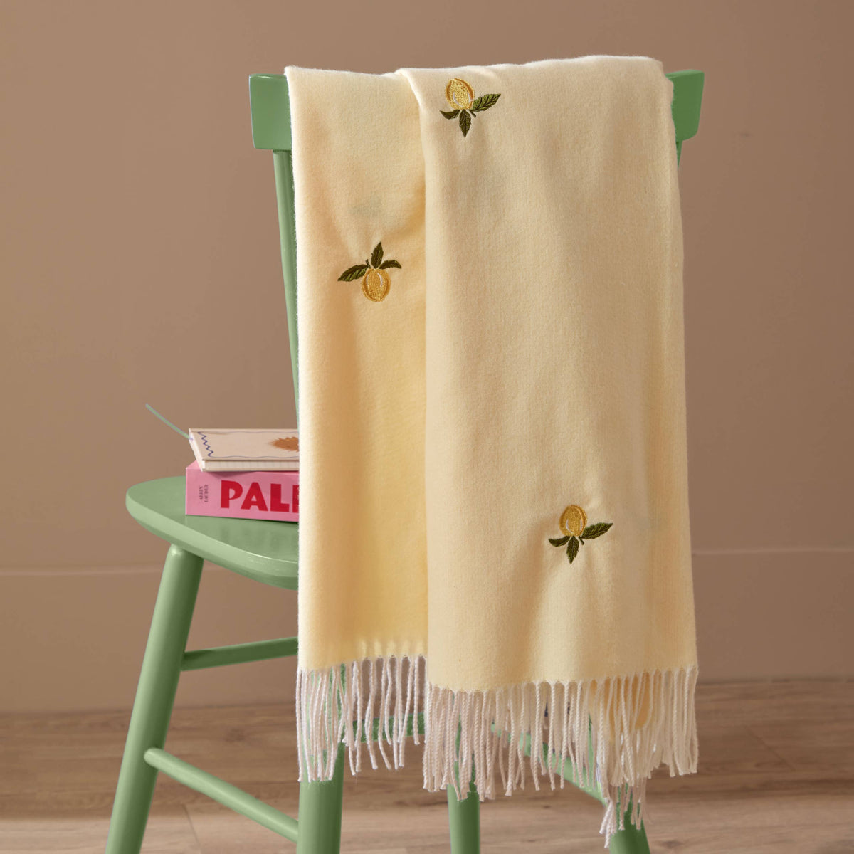 Fruits Lightweight Embroidered Throw, Zesty Lemon