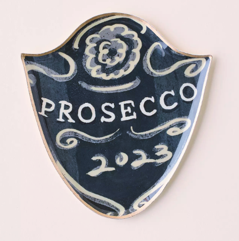 Enameled Trinket Tray, Champagne Motif