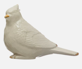 Stoneware & Gold Plated Cardinal Figurine