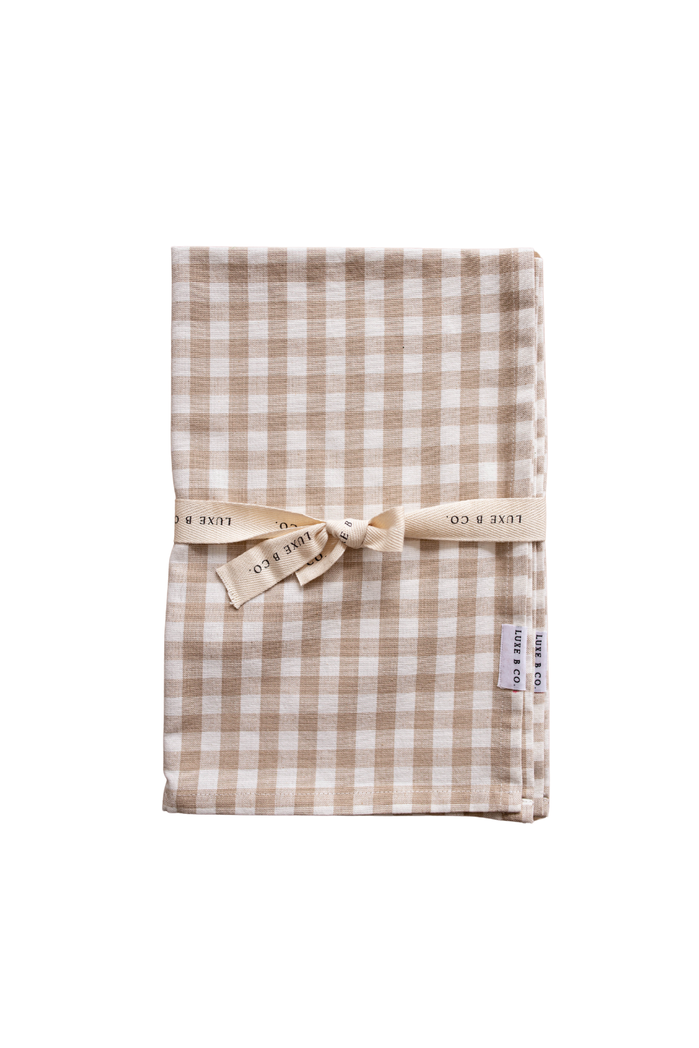 Beige Gingham Kitchen Dish Towels, Set of 2