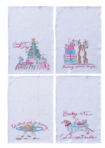 Festive Friends Waffle Weave Tea Towels