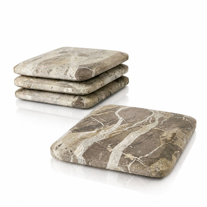 Delphi Coaster Set, Caprie Beige Marble